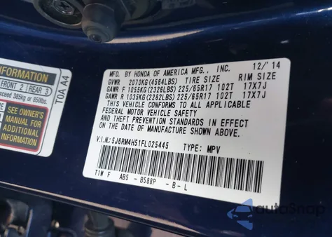 2015 Honda Cr-V Ex z USA, uszkodzony, nr VIN 5J6RM4H51FL025445